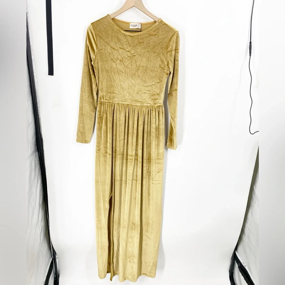 Club London NWT Gold Velvet Dress Sz 12 - Picture 2 of 6